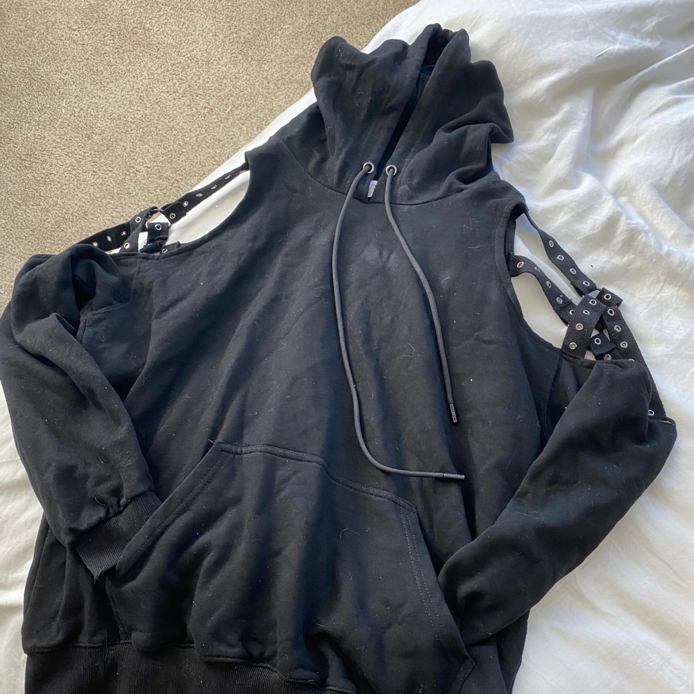 Black hooded sweatshirt